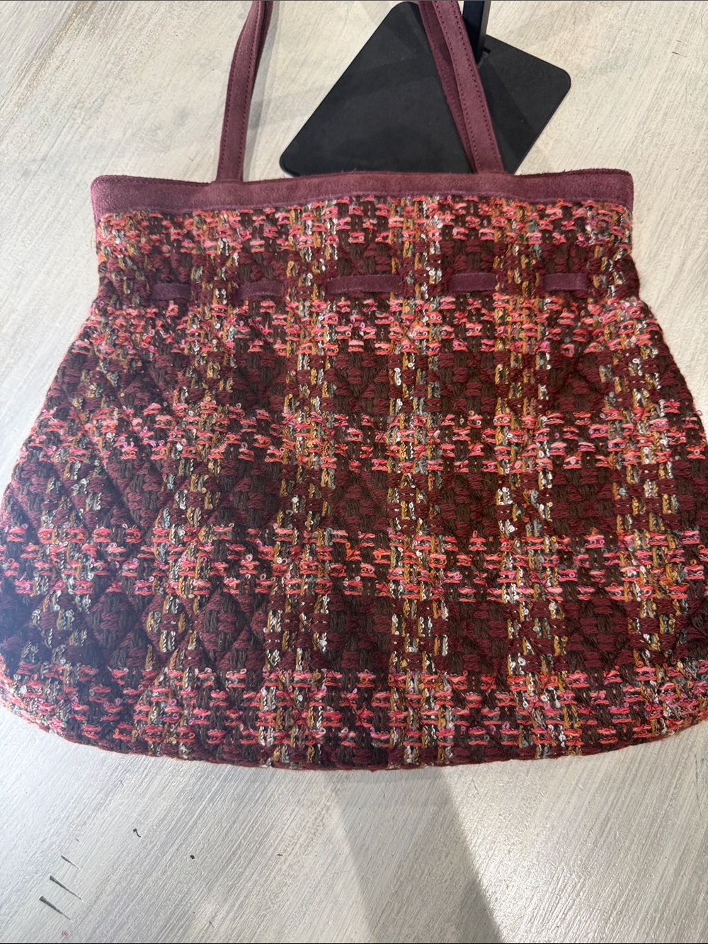 Vera Bradley Cinch Quilted Tweed Tote in Wine and Multicolor - Picture 4 of 7